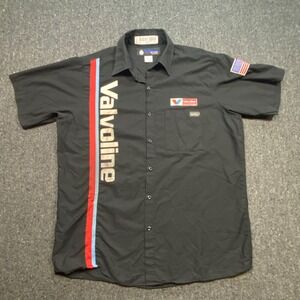 UniFirst Valvoline Mechanic Mens L Black Work Shirt Oil Change Racing Uniform